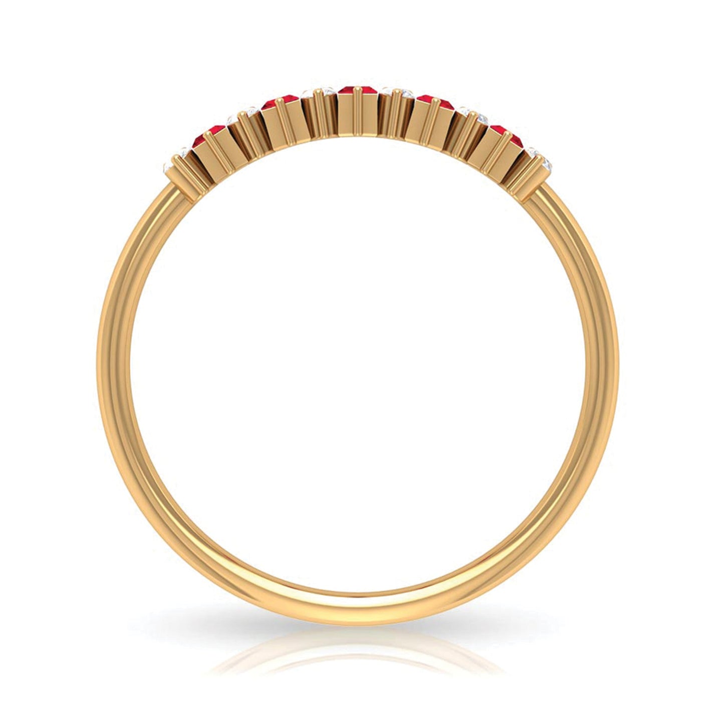 Minimalist Lab Created Ruby and Diamond Cluster Promise Ring