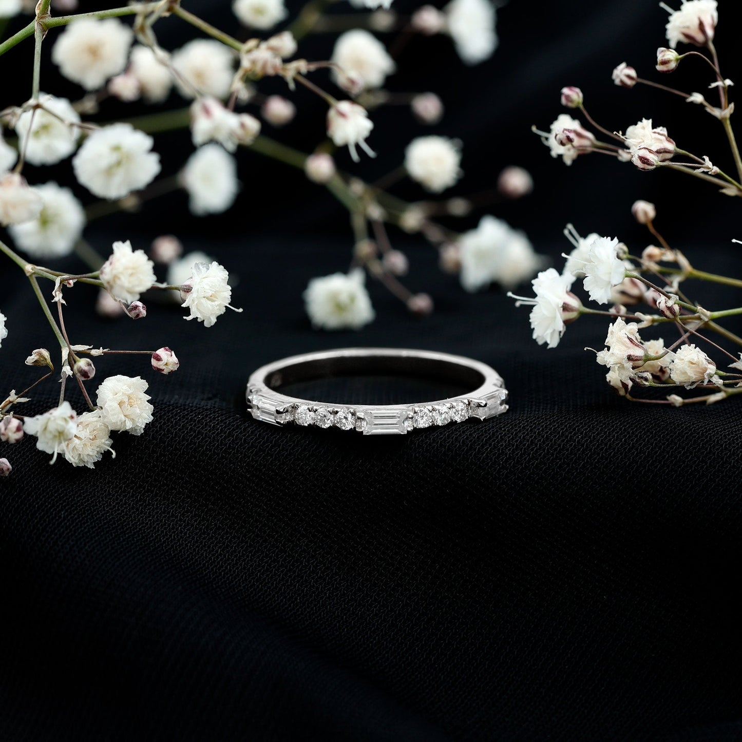 Baguette Moissanite Minimalist Stackable Eternity Ring