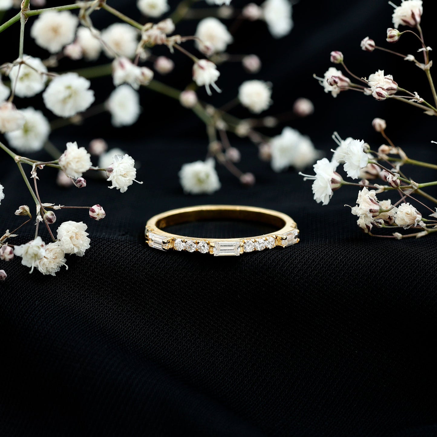 Baguette Moissanite Minimalist Stackable Eternity Ring