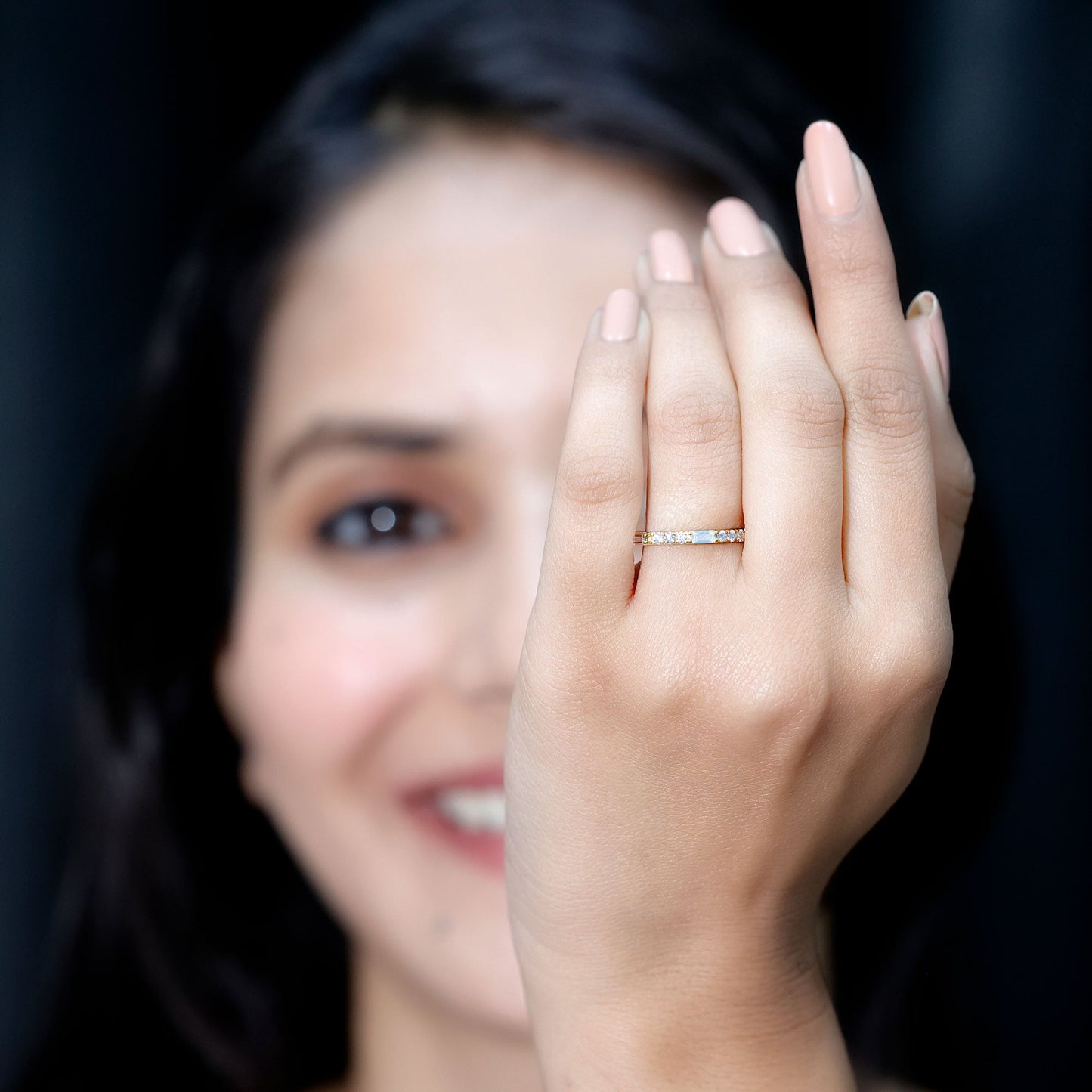 Baguette Moissanite Minimalist Stackable Eternity Ring