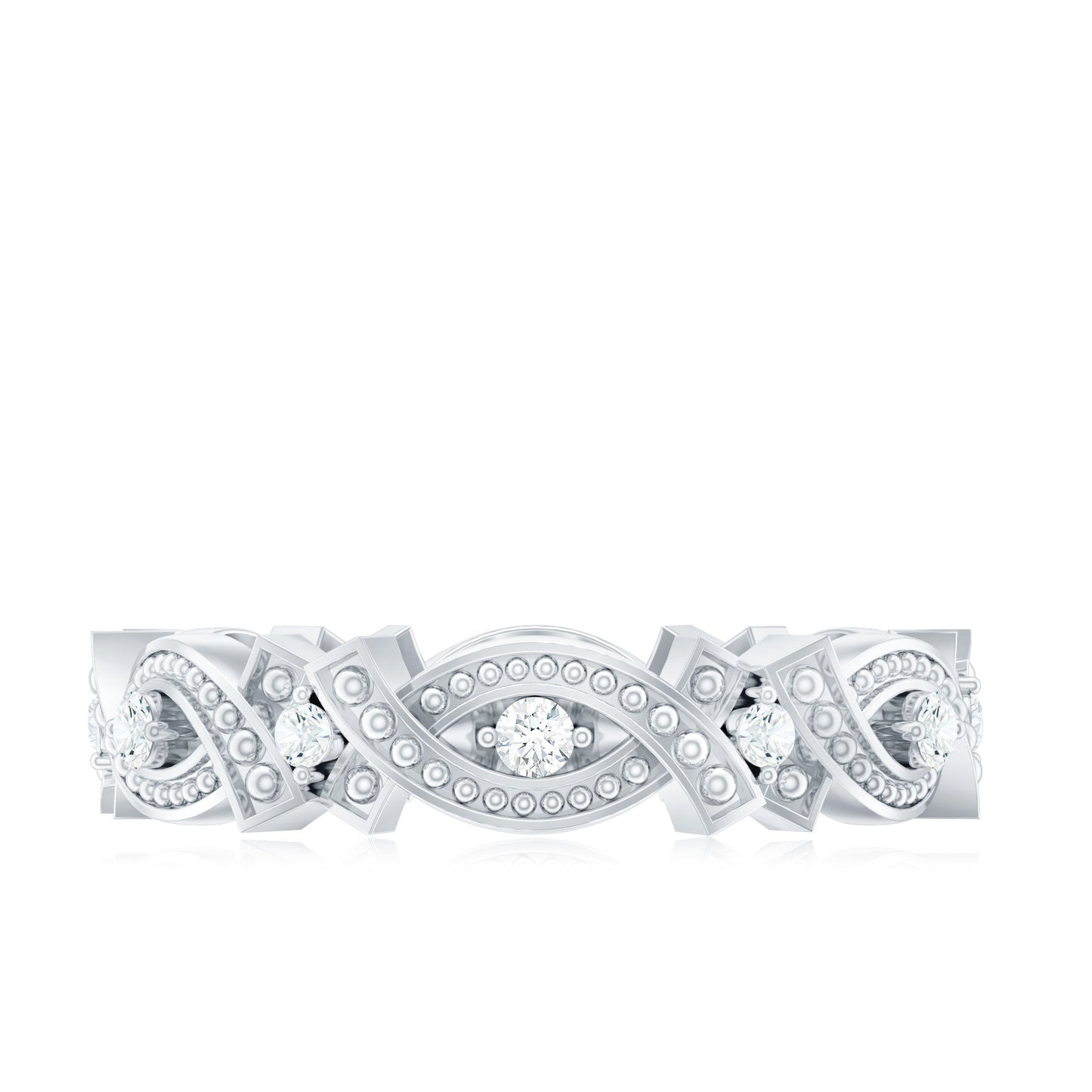 Vintage Inspired Moissanite Beaded Wedding Band