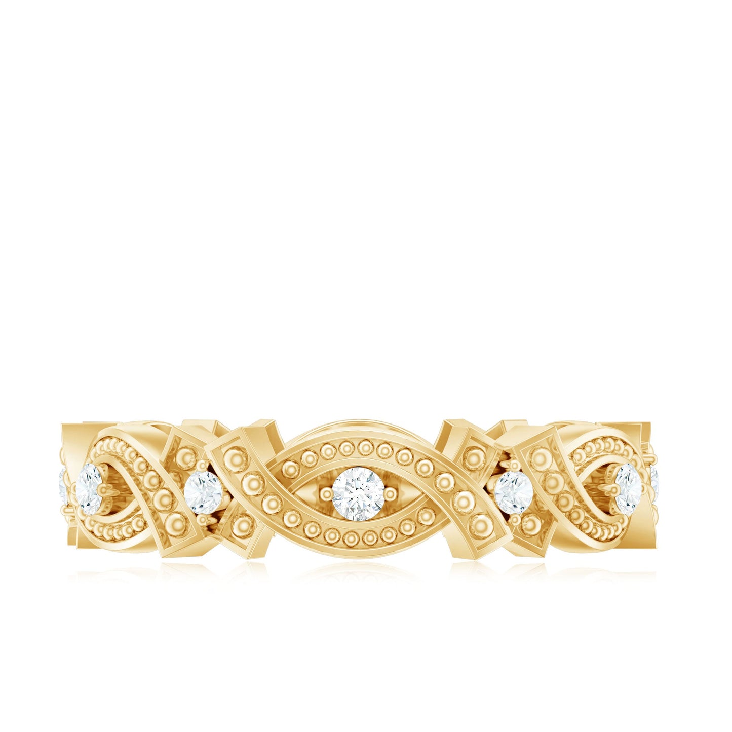 Vintage Inspired Moissanite Beaded Wedding Band