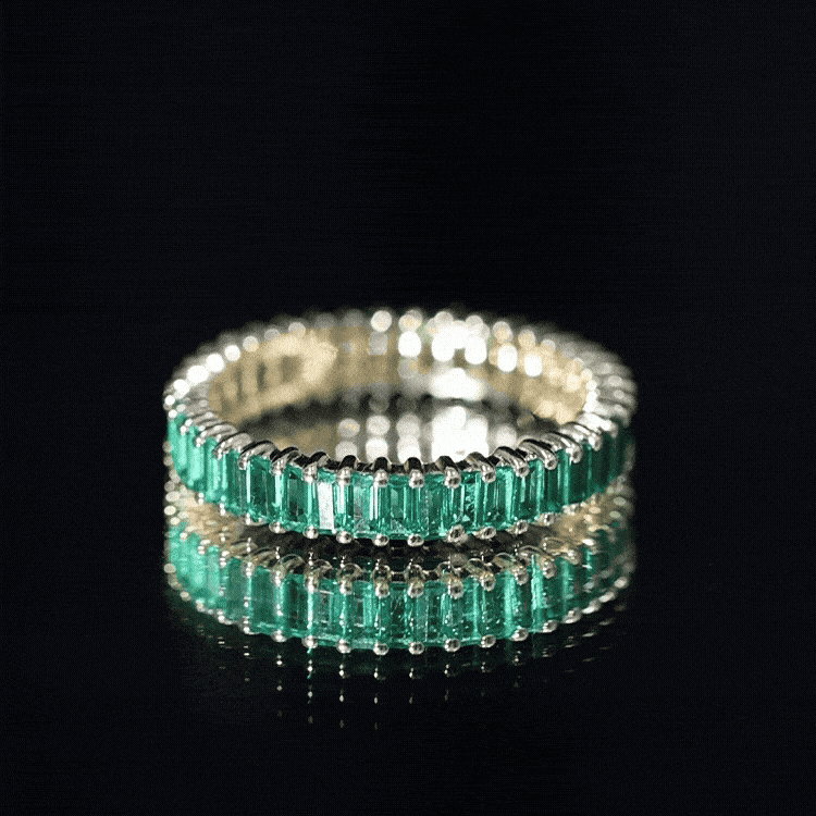 Lab Grown Emerald Baguette Eternity Band