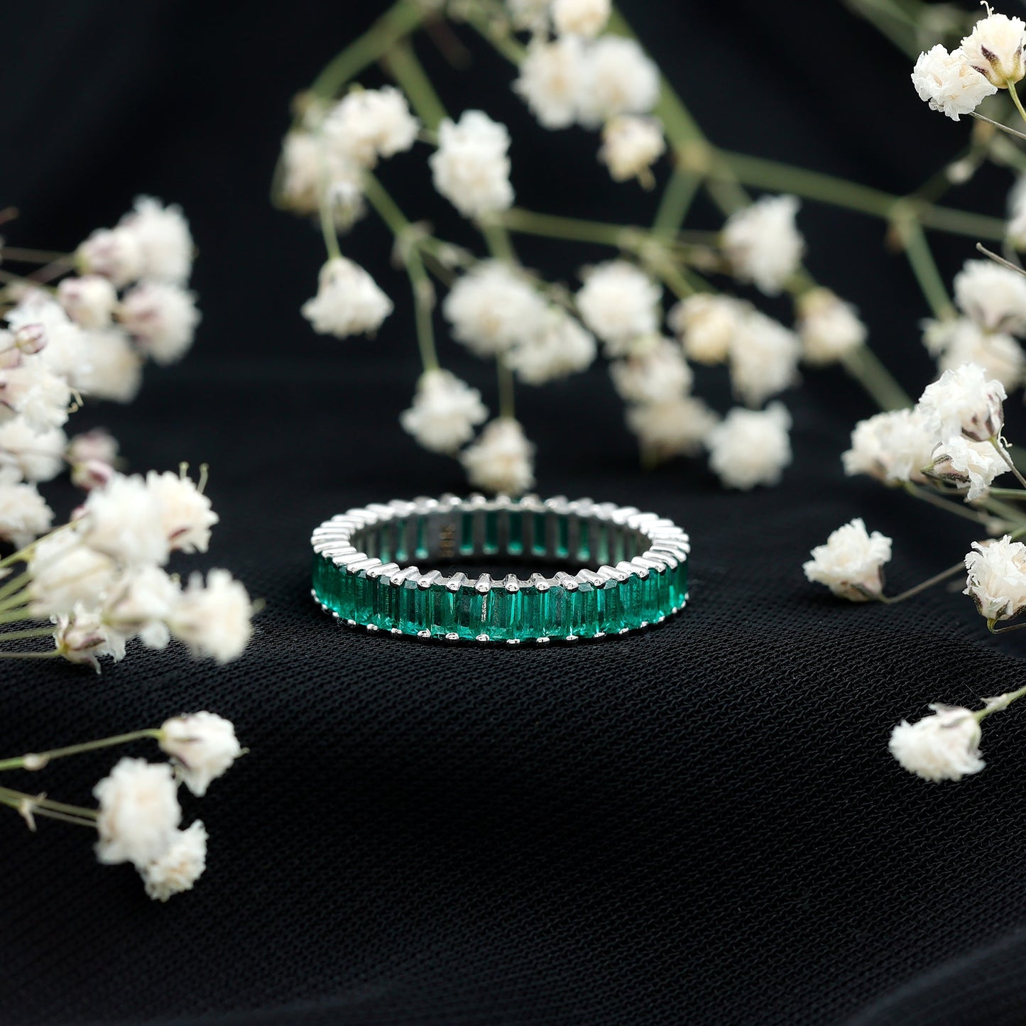 Lab Grown Emerald Baguette Eternity Band