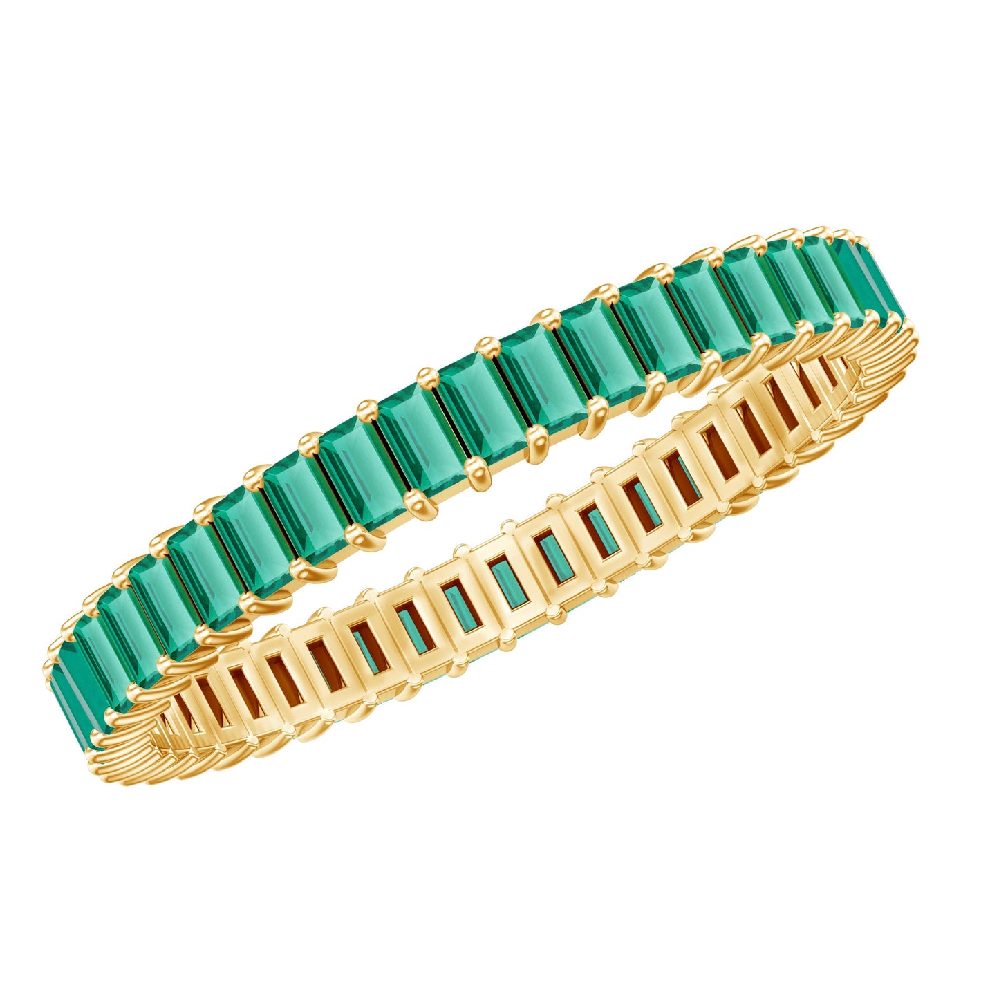 Lab Grown Emerald Baguette Eternity Band