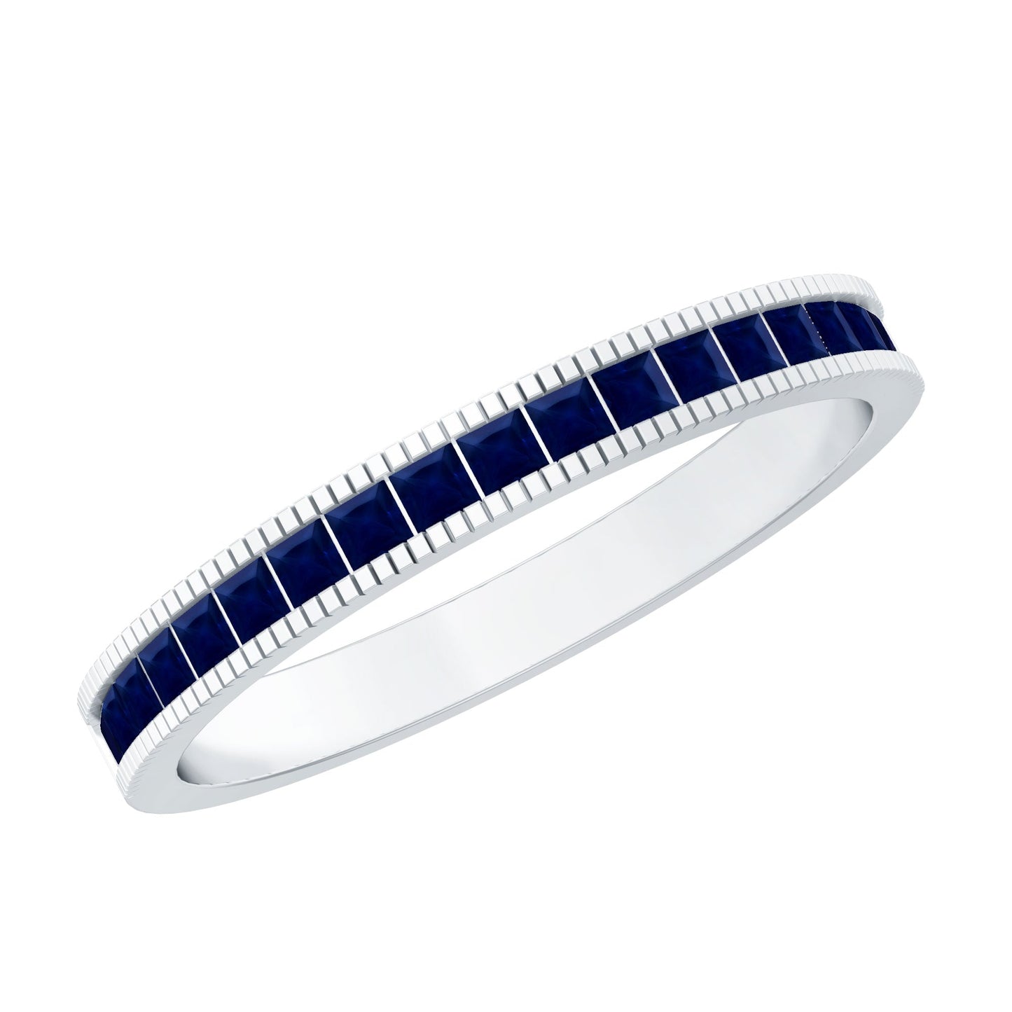 Natural Blue Sapphire Half Eternity Ring in Channel Set