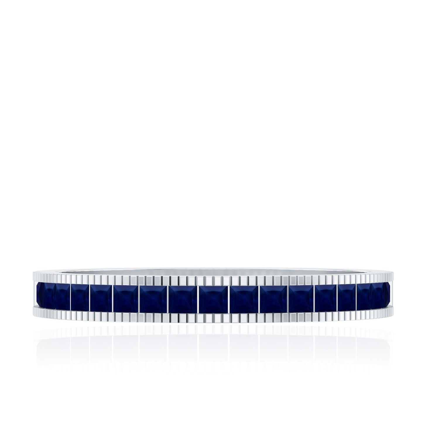 Natural Blue Sapphire Half Eternity Ring in Channel Set
