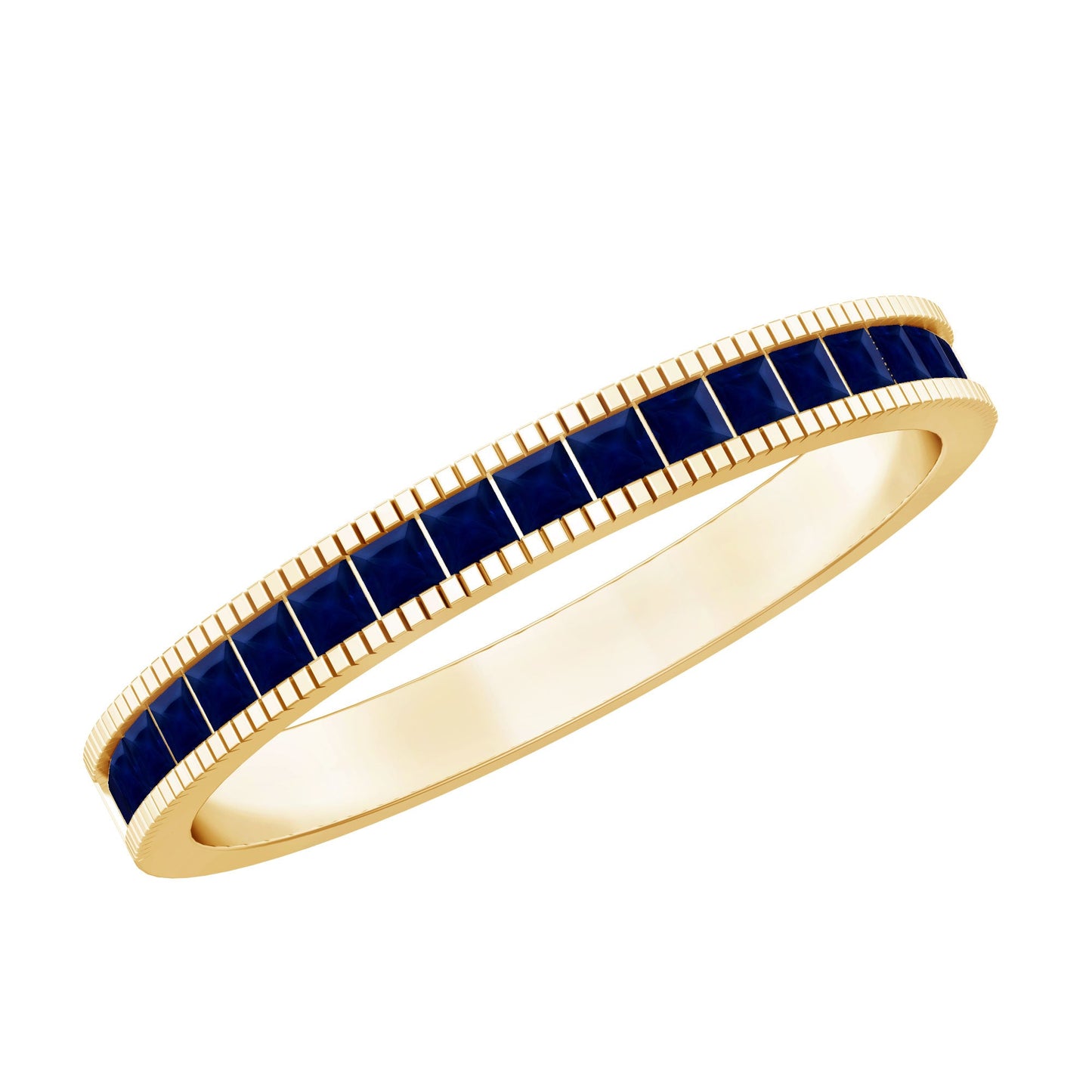 Natural Blue Sapphire Half Eternity Ring in Channel Set