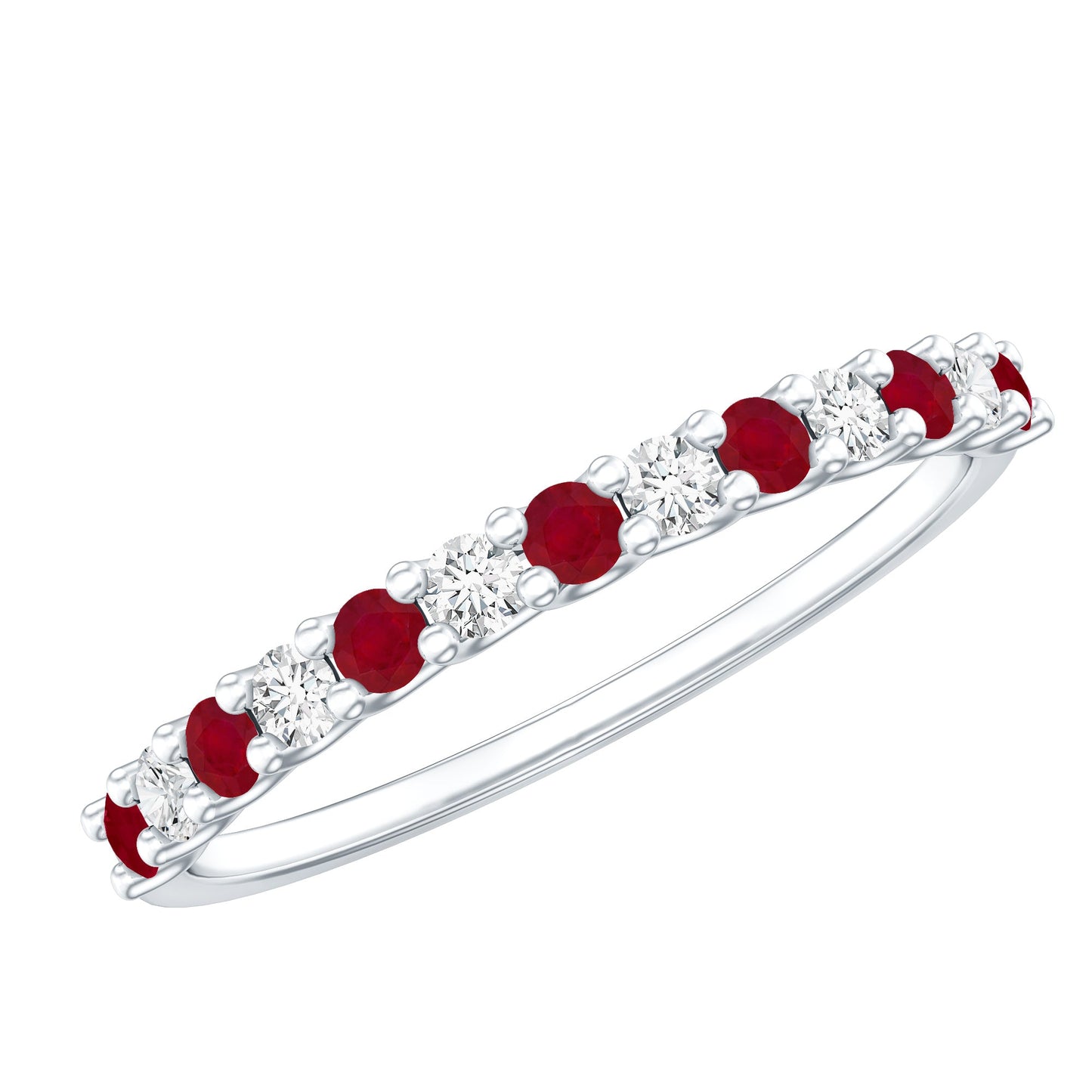 Natural Ruby Diamond Stackable Eternity Ring