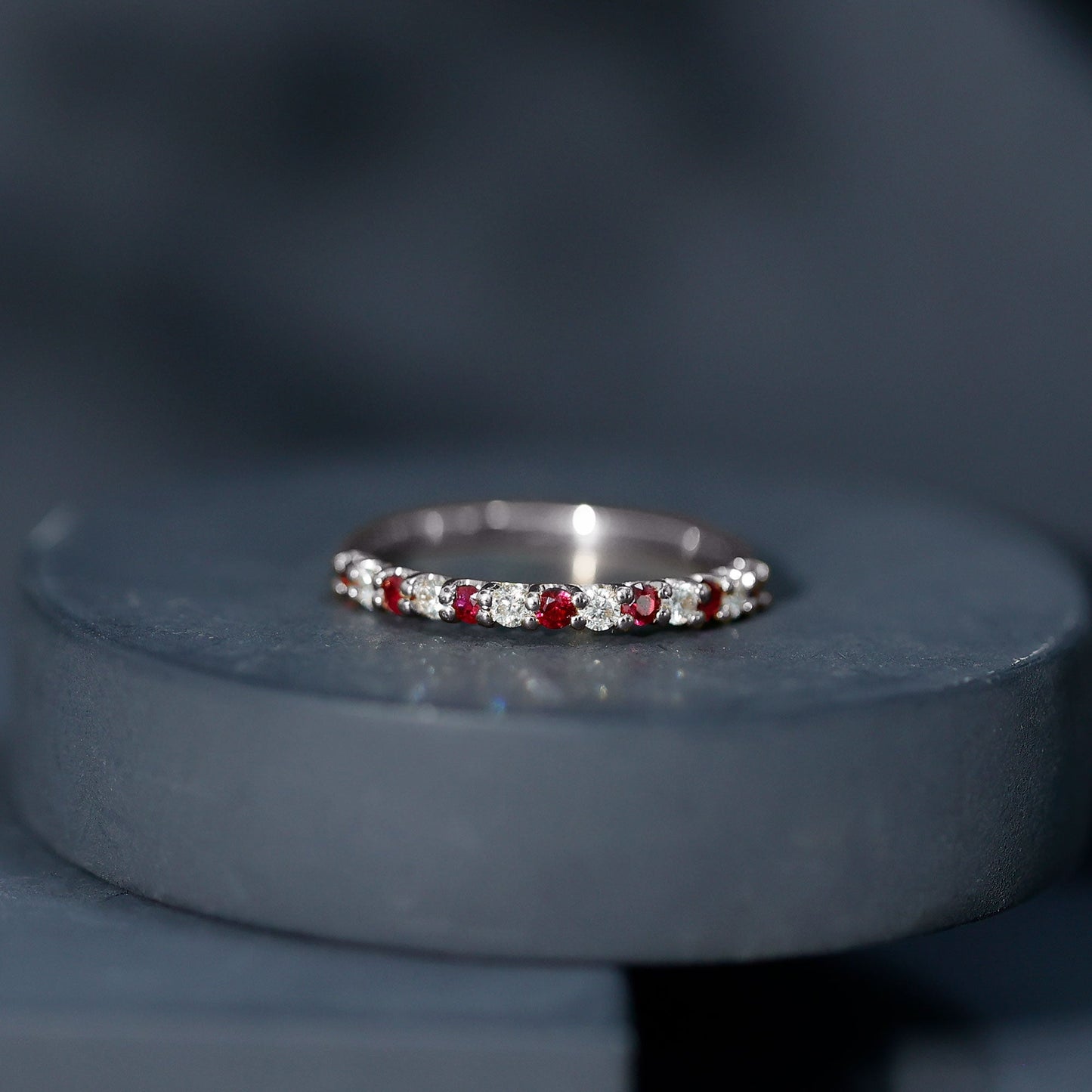 Natural Ruby Diamond Stackable Eternity Ring