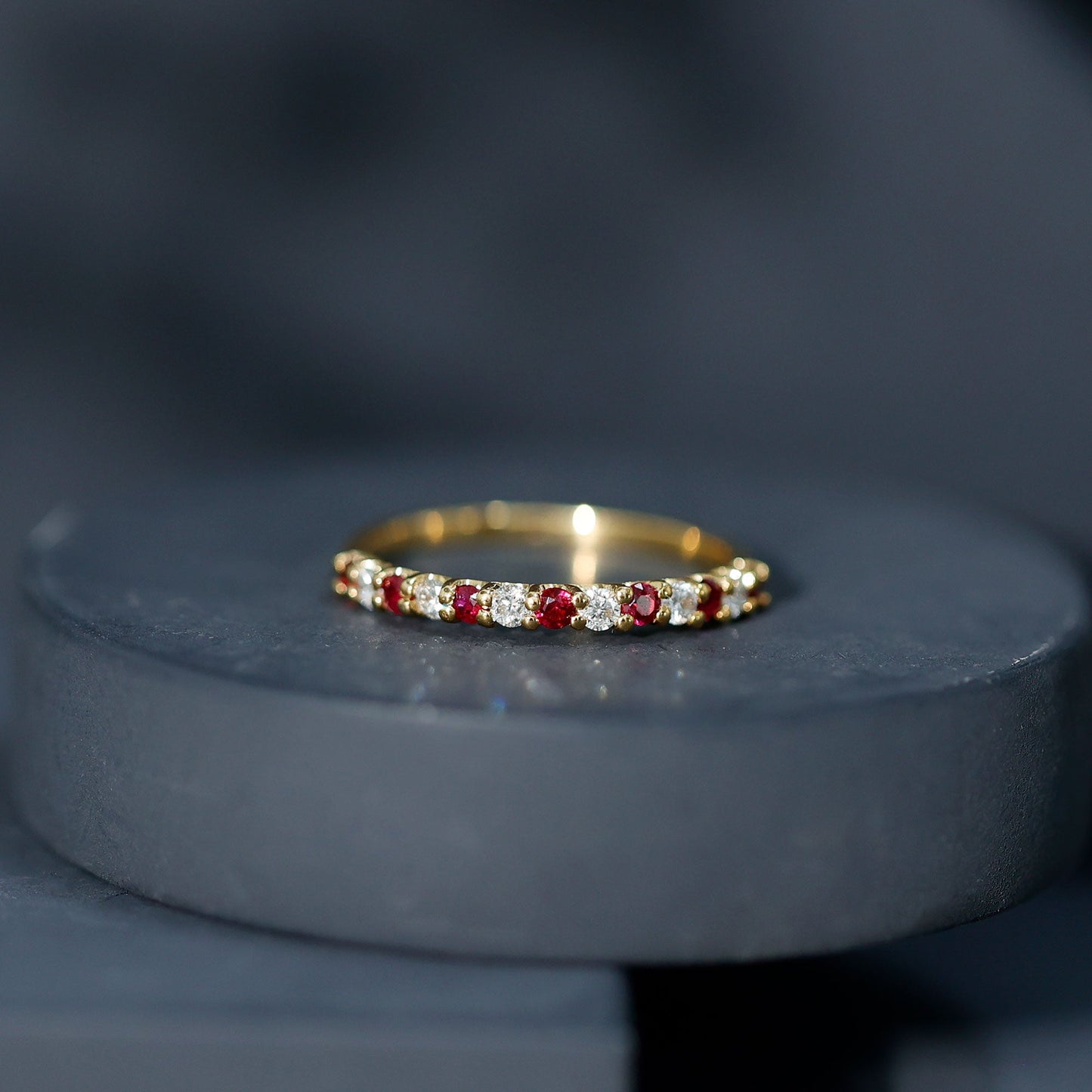 Natural Ruby Diamond Stackable Eternity Ring