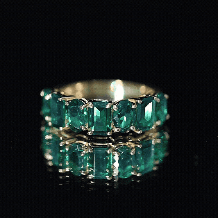 Certified Lab Grown Emerald Wedding Anniversary Band