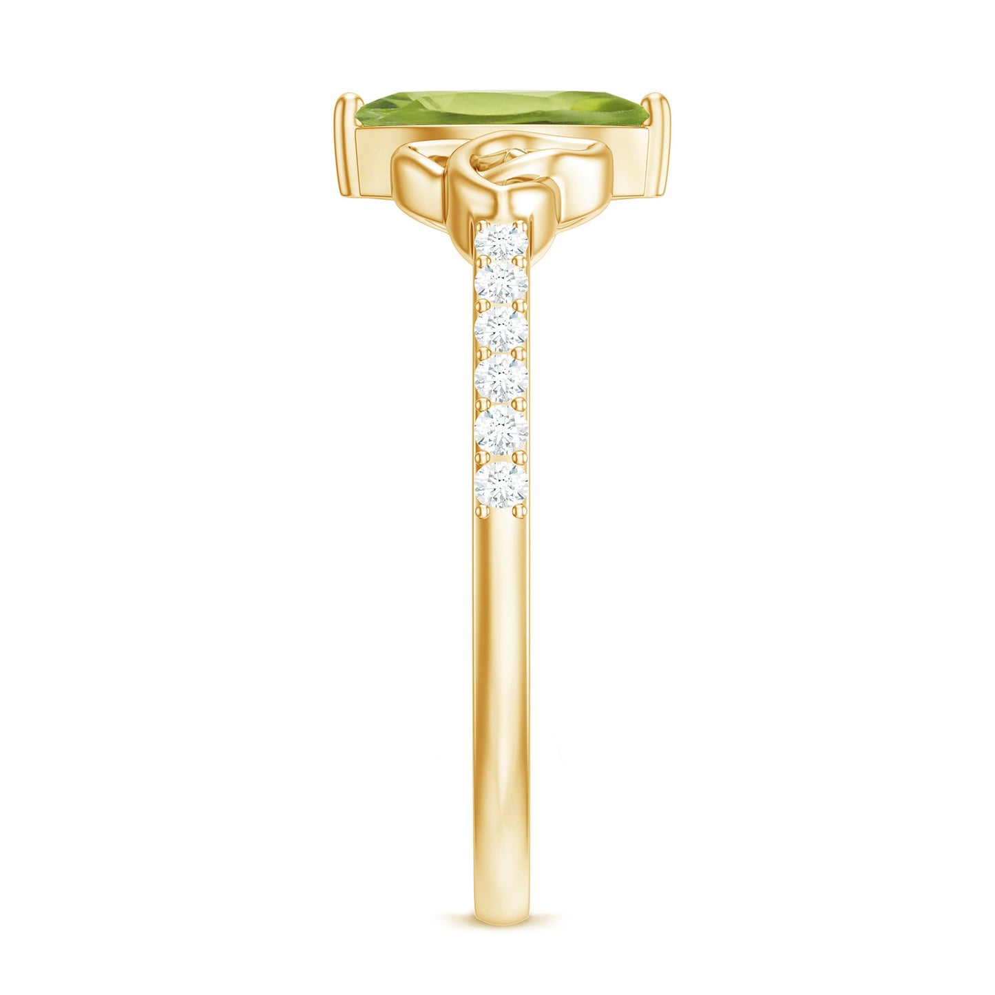 Natural 0.7 Carat Peridot Diamond Marquise Engagement Ring with Celtic Knot