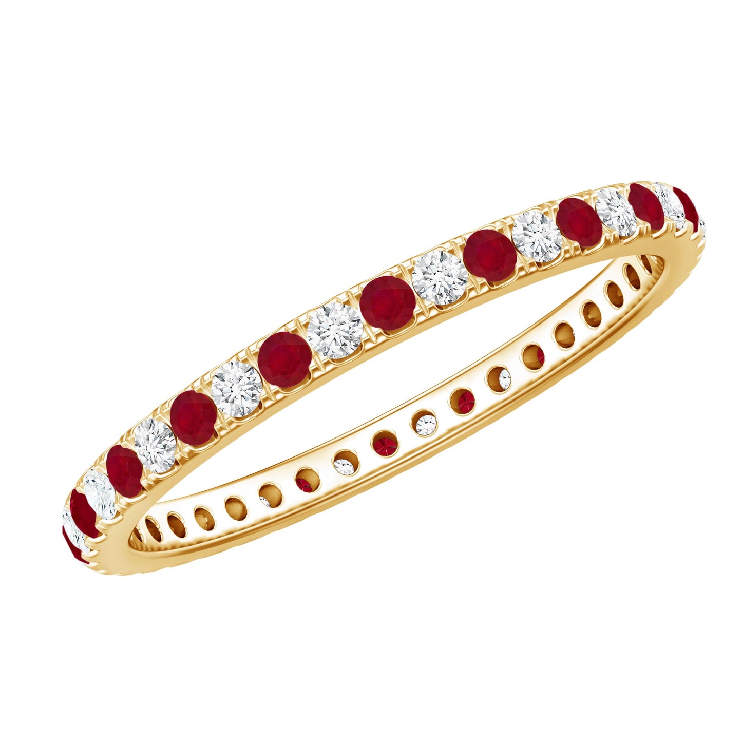 Real Ruby Full Eternity Stackable Ring with Lab Grown Diamond