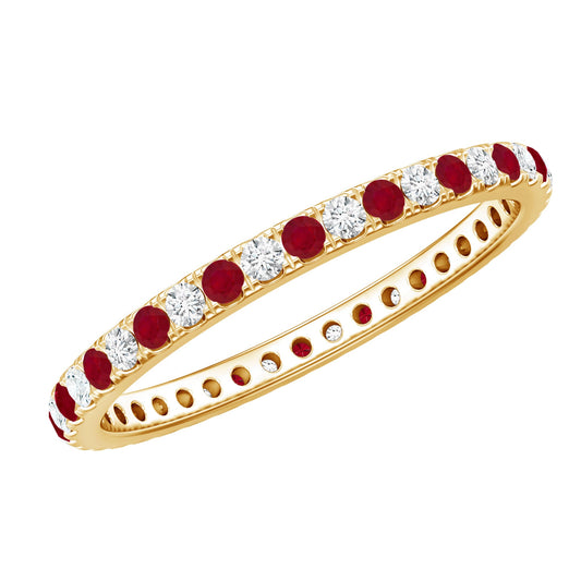 Real Ruby Full Eternity Stackable Ring with Lab Grown Diamond