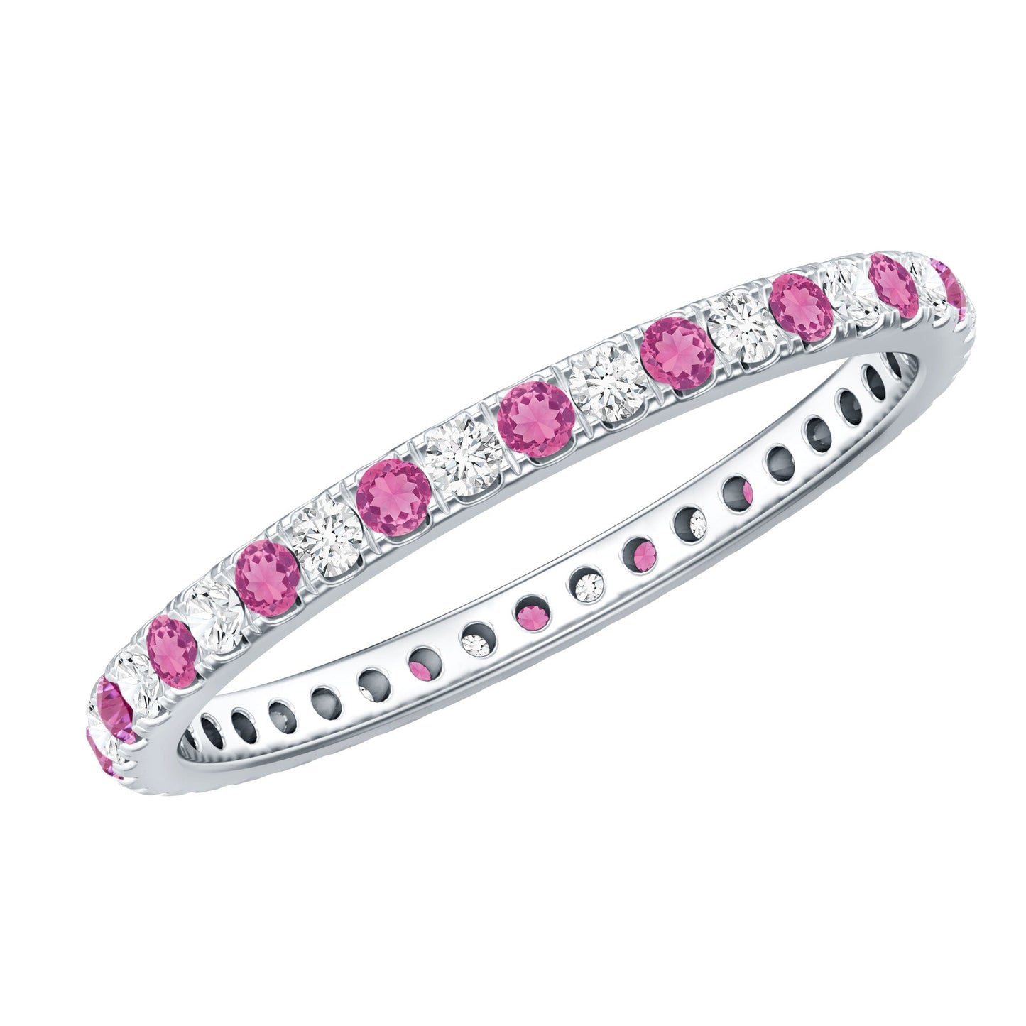 Pink Tourmaline and Diamond Stackable Ring