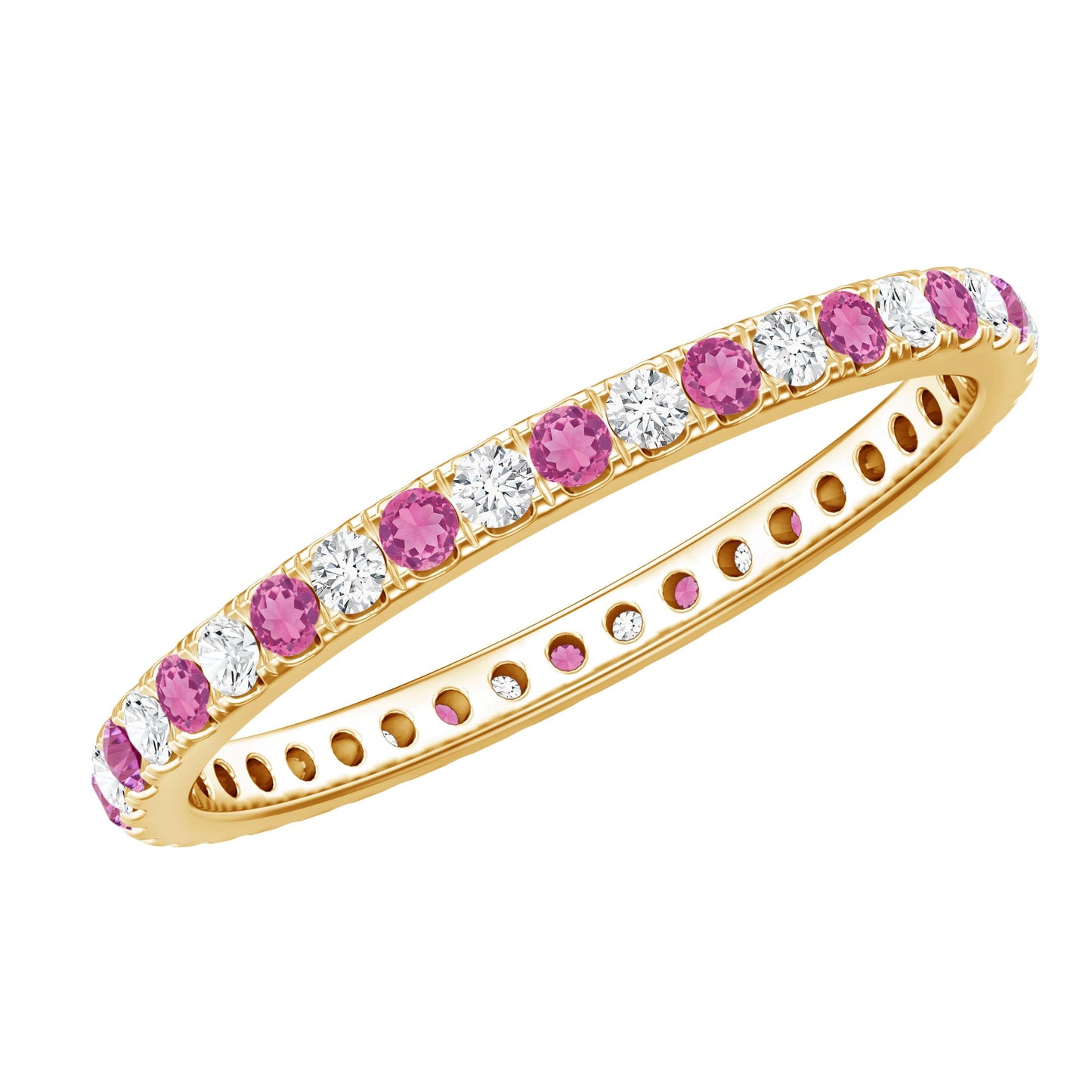 Pink Tourmaline and Diamond Stackable Ring