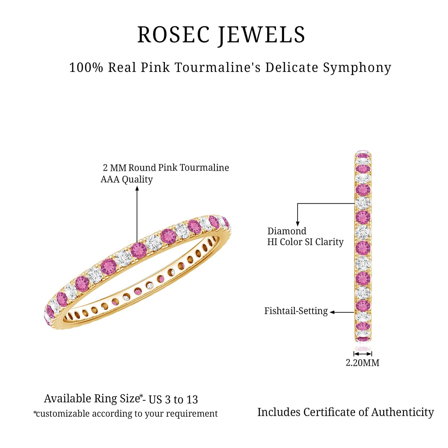 Pink Tourmaline and Diamond Stackable Ring