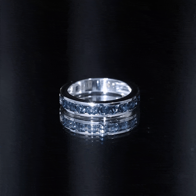 Natural London Blue Topaz Channel Set Eternity Band