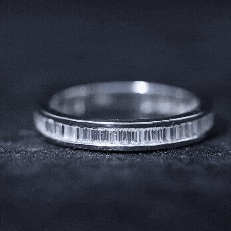 Baguette Cut Moissanite Wedding Band in Channel Setting