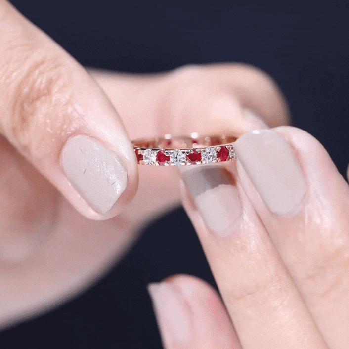 Natural Ruby Eternity Ring with Diamond for Women