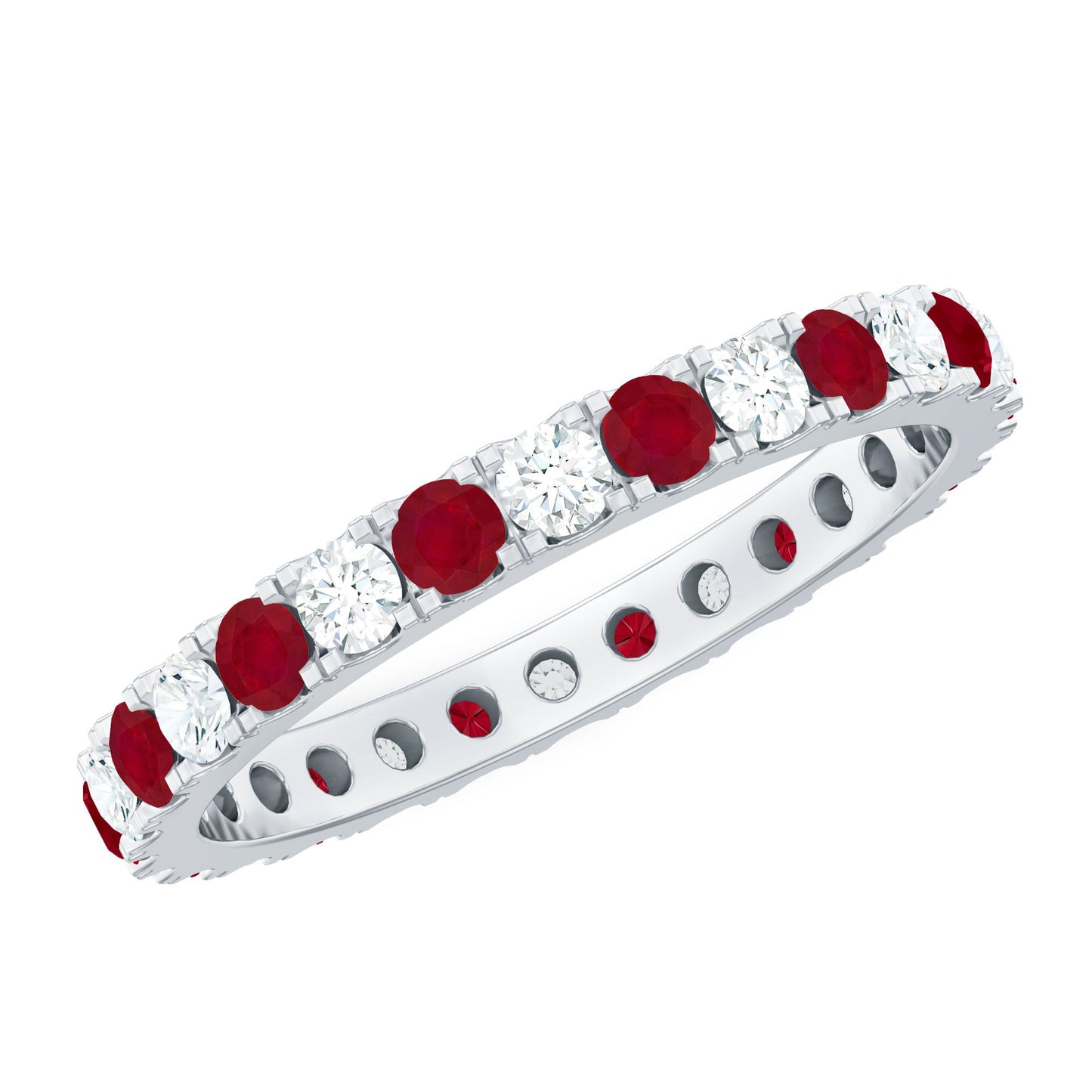 Natural Ruby Eternity Ring with Diamond for Women