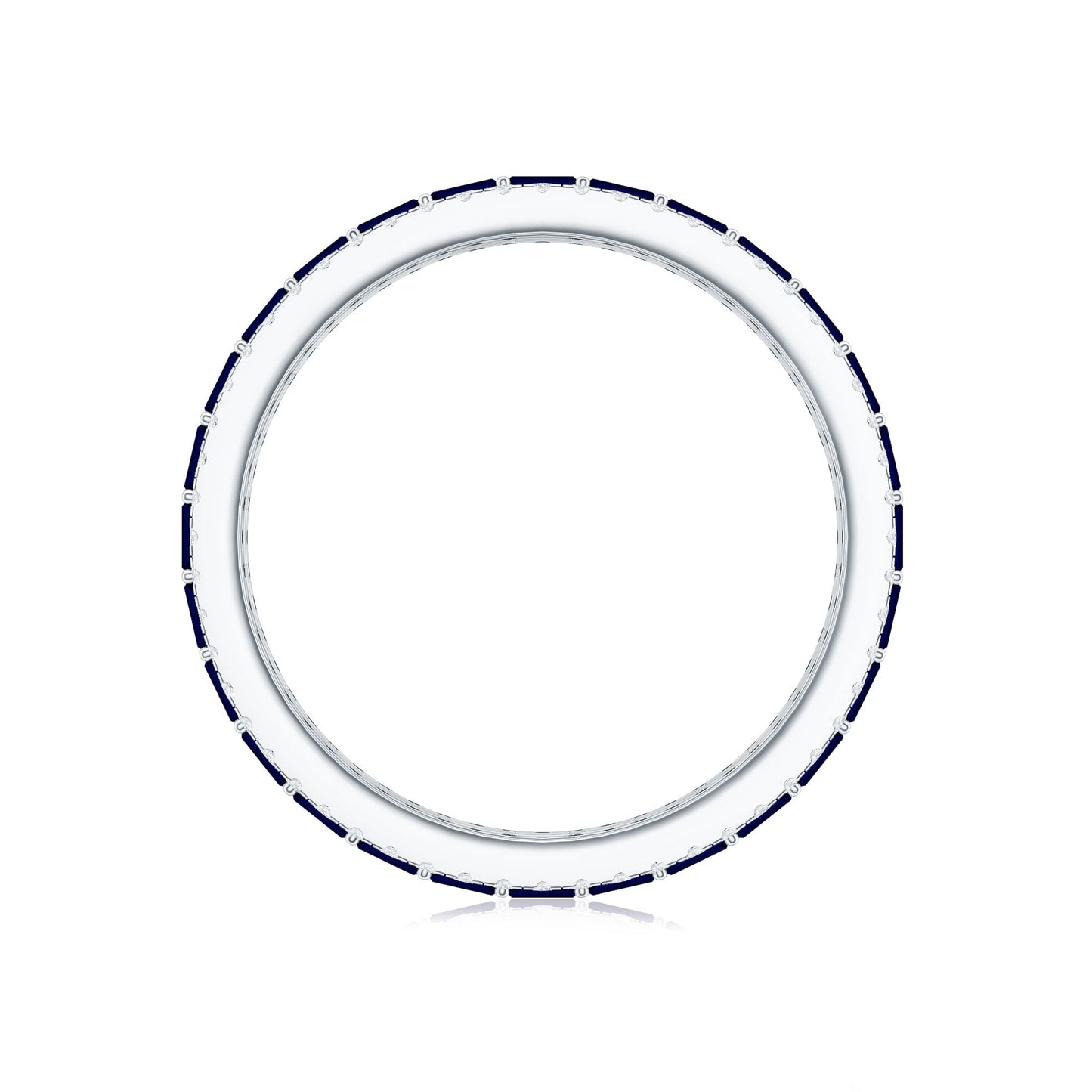 Baguette Cut Lab Grown Blue Sapphire and Moissanite Wedding Band