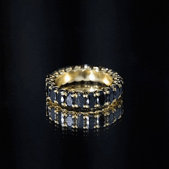 Oval Shaped Black Onyx Wedding Band for Women