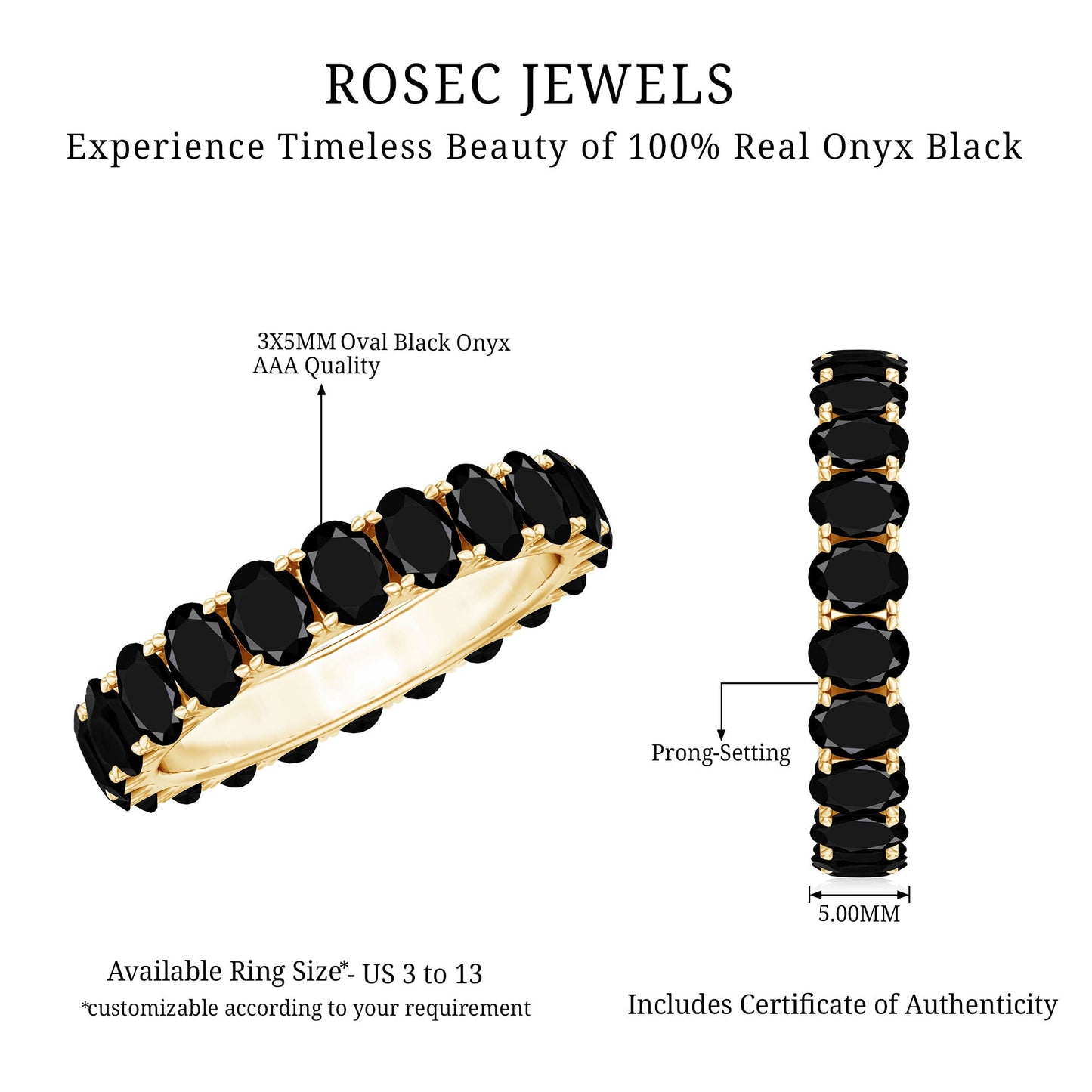 Oval Shaped Black Onyx Wedding Band for Women