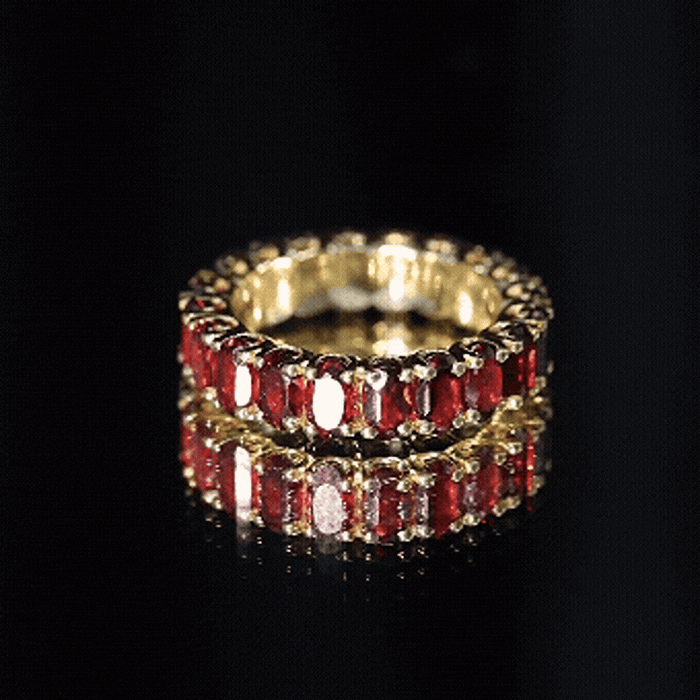 Certified Natural Oval Garnet Eternity Ring for Wedding