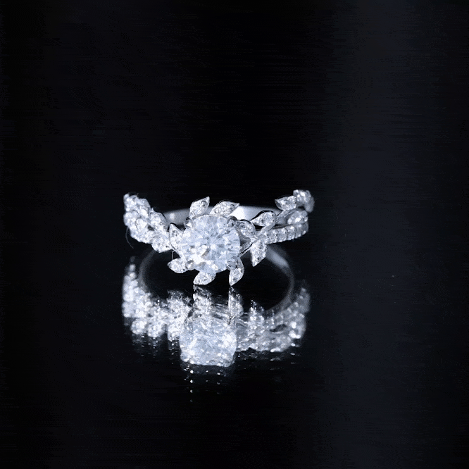 1.3 Carat Round Cut Moissanite Vine Engagement Ring for Women