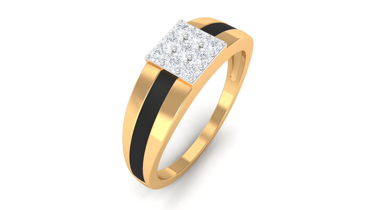 Certified Real Diamond Mens Engagement Band with Black Enamel