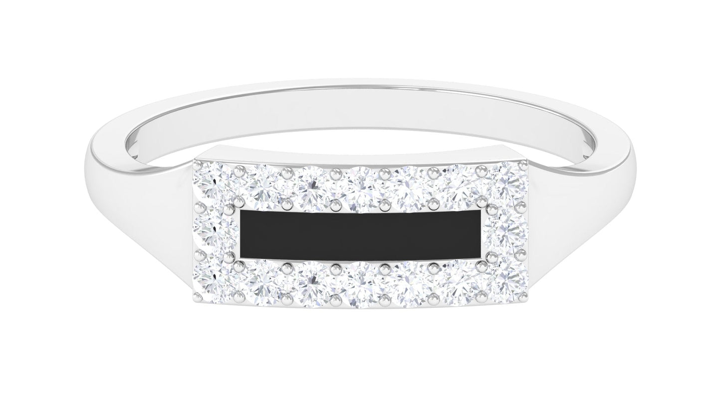 Natural Mens Diamond Band Ring with Black Enamel
