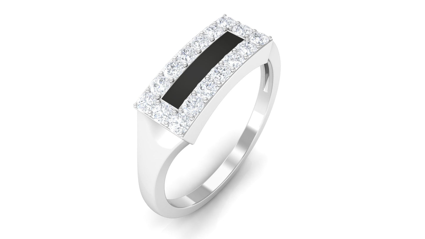 Natural Mens Diamond Band Ring with Black Enamel