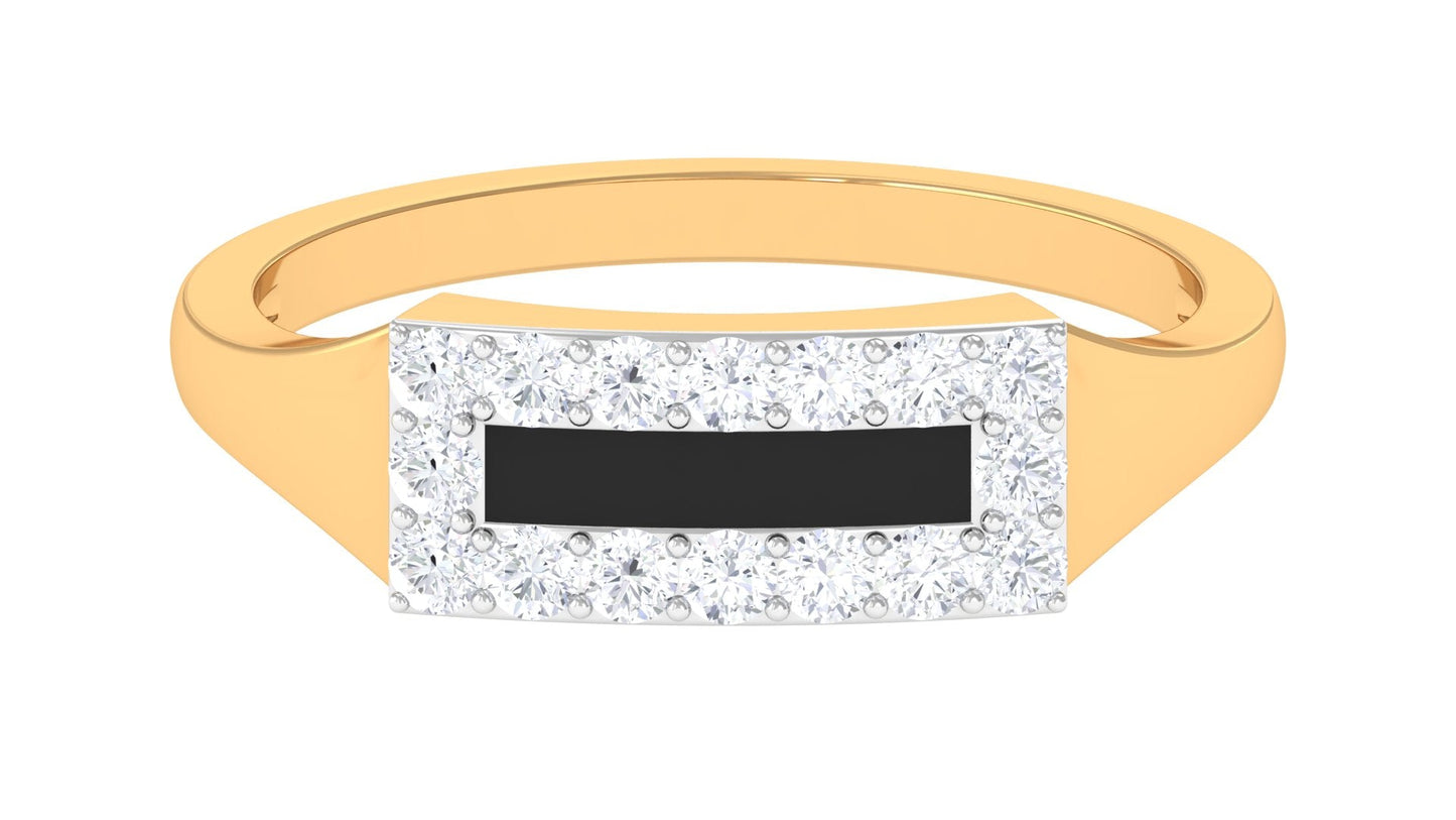 Natural Mens Diamond Band Ring with Black Enamel
