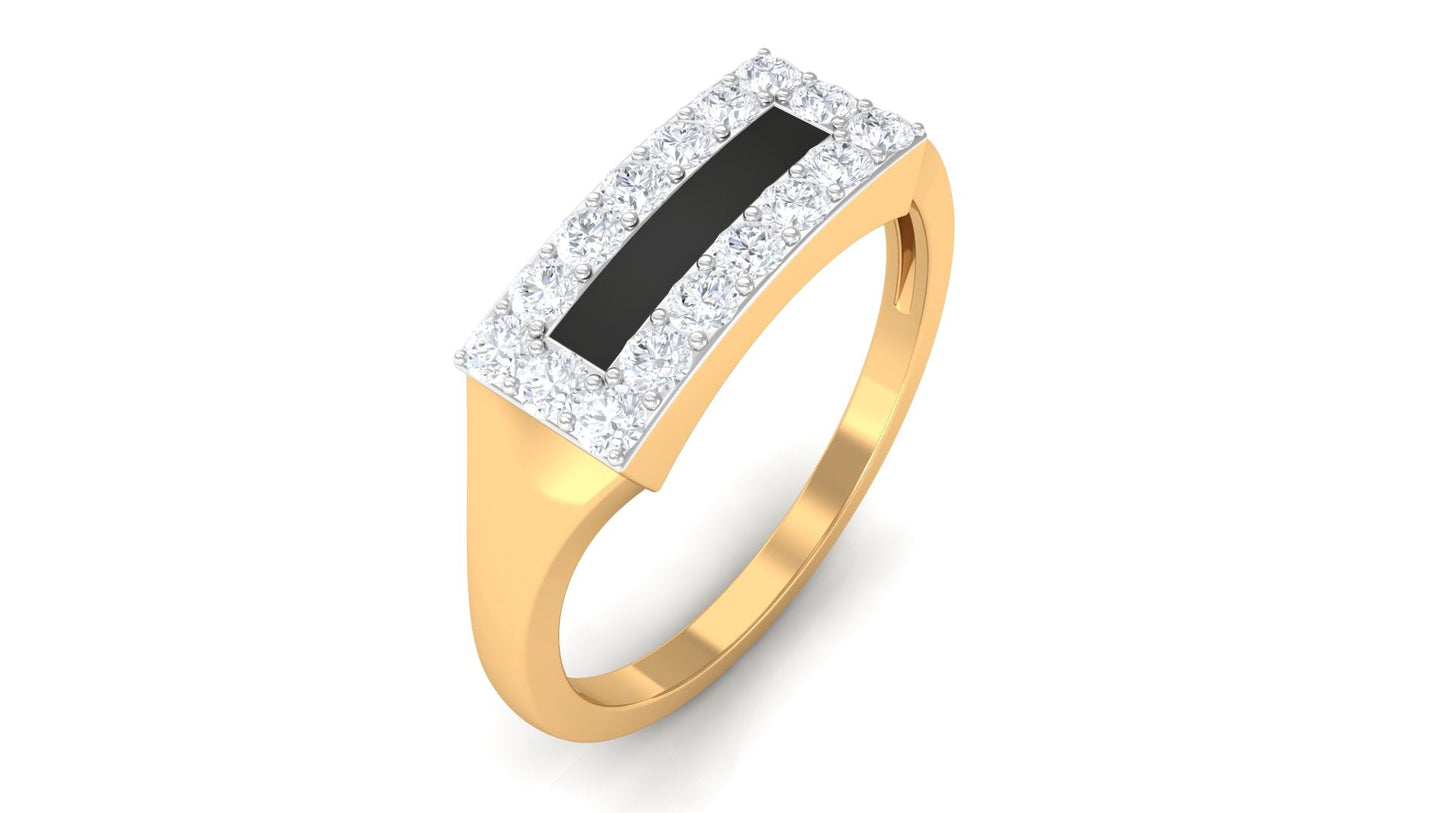Natural Mens Diamond Band Ring with Black Enamel