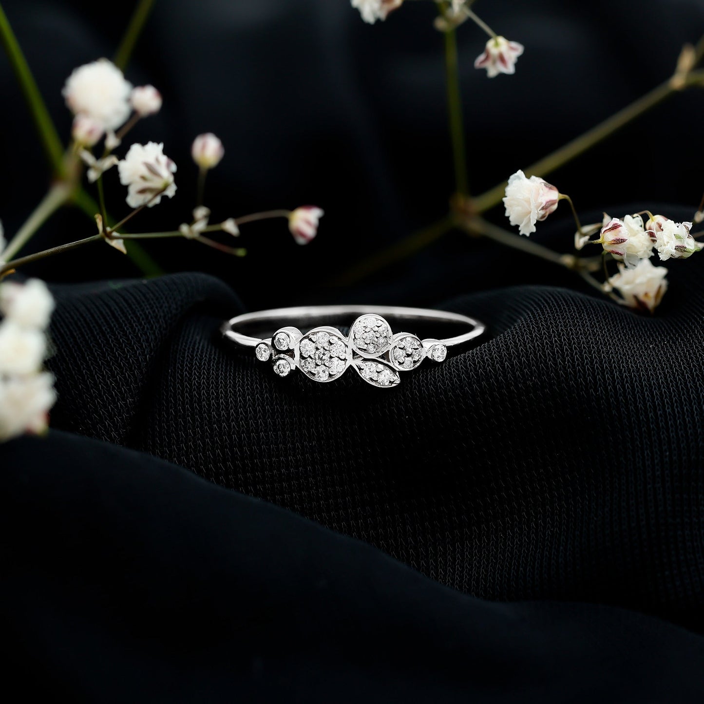 Illusion Set Round Diamond Cluster Engagement Ring