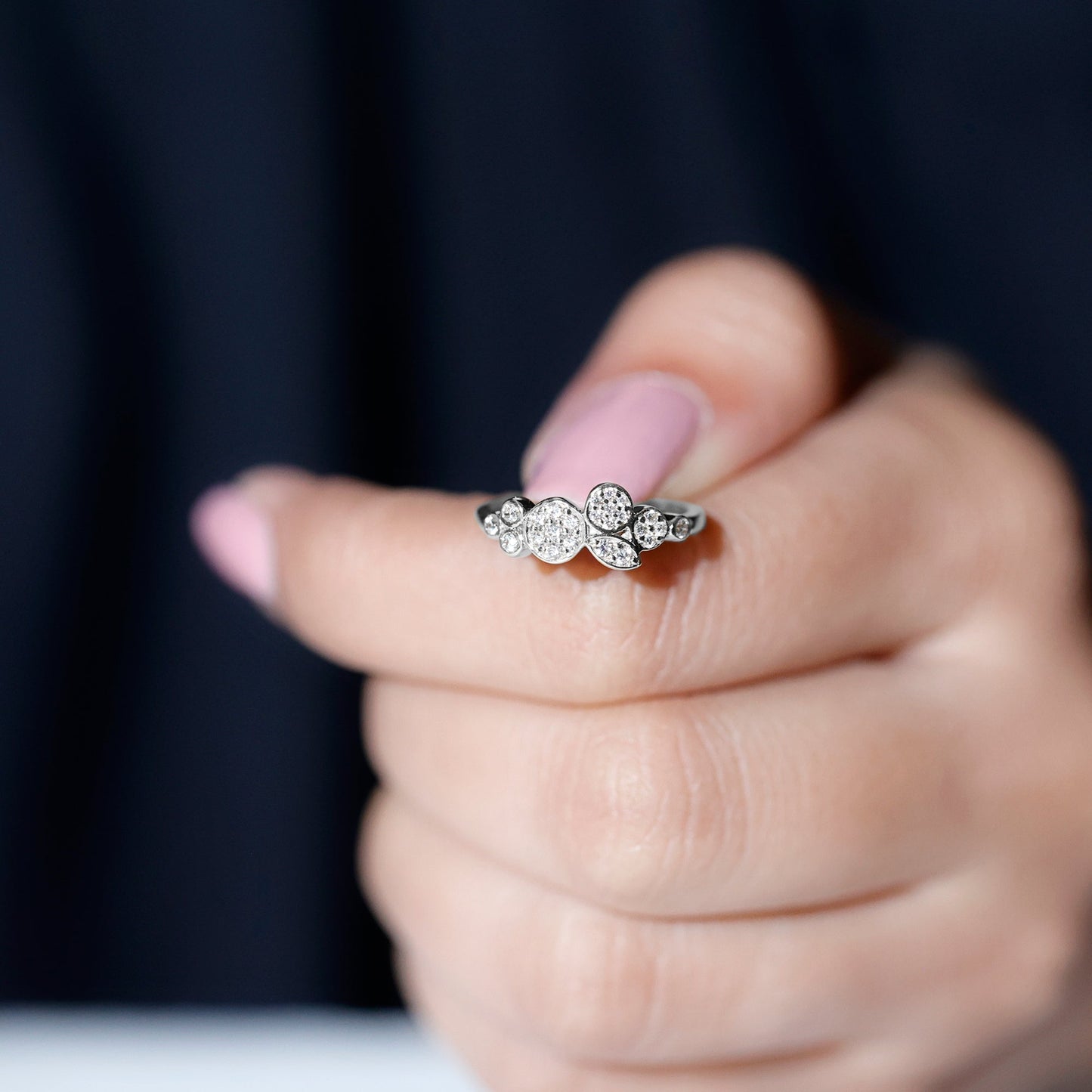 Illusion Set Round Diamond Cluster Engagement Ring