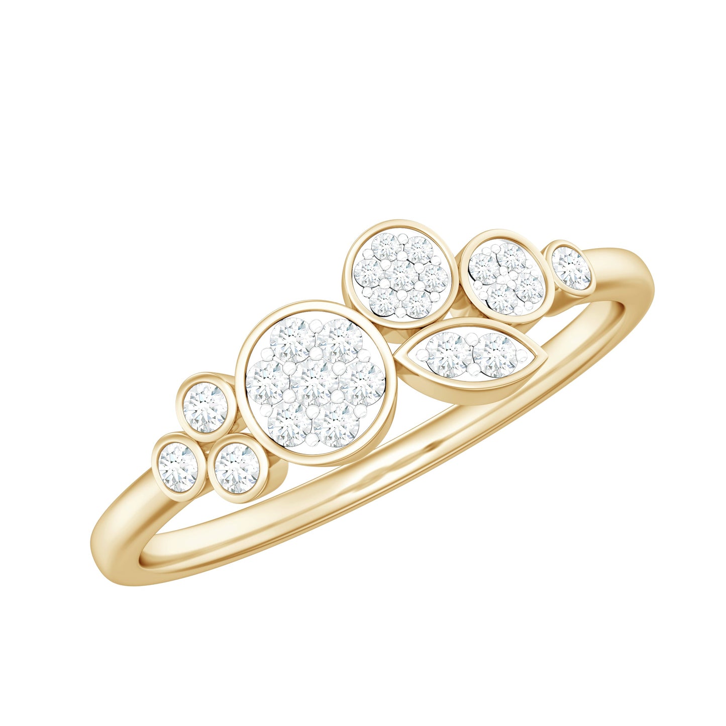 Illusion Set Round Diamond Cluster Engagement Ring
