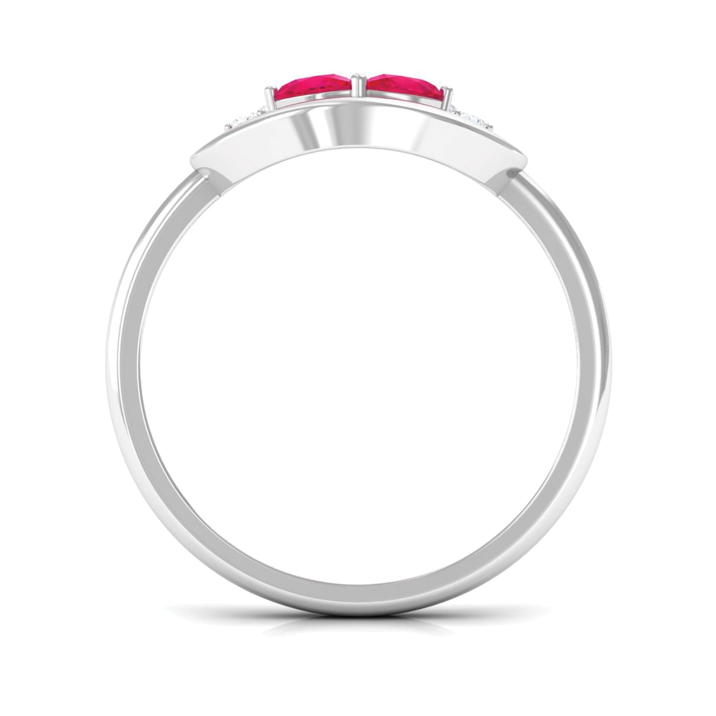 Contemporary Ruby Toi Et Moi Ring with Diamond