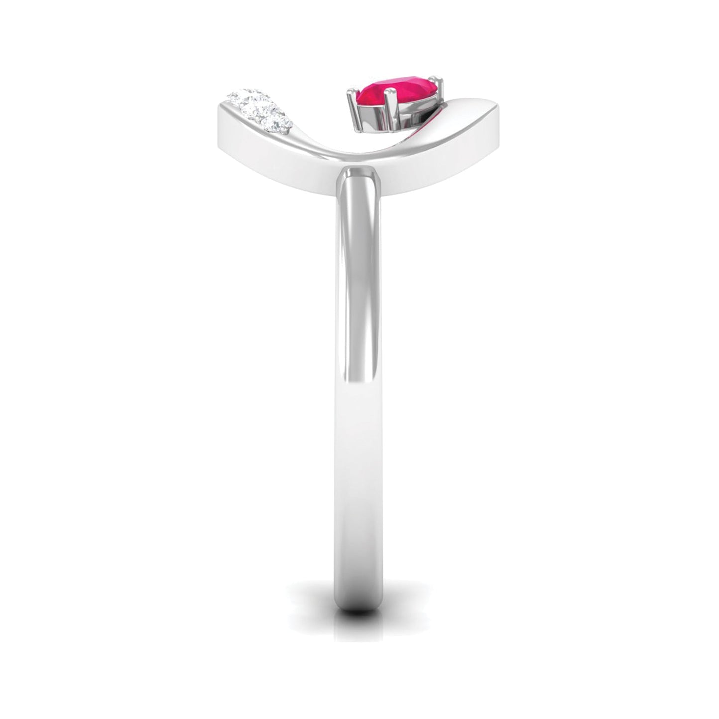 Contemporary Ruby Toi Et Moi Ring with Diamond