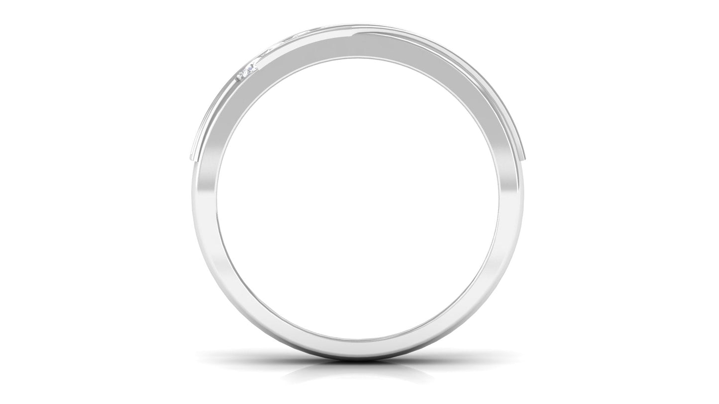 Certified Natural Diamond Mens Wedding Band with Black Enamel