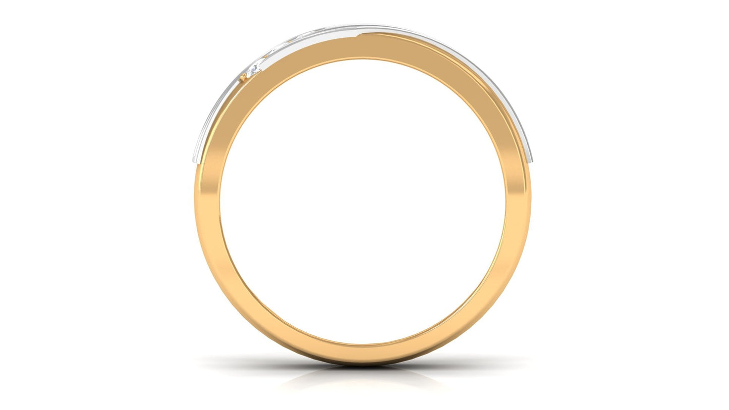 Certified Natural Diamond Mens Wedding Band with Black Enamel