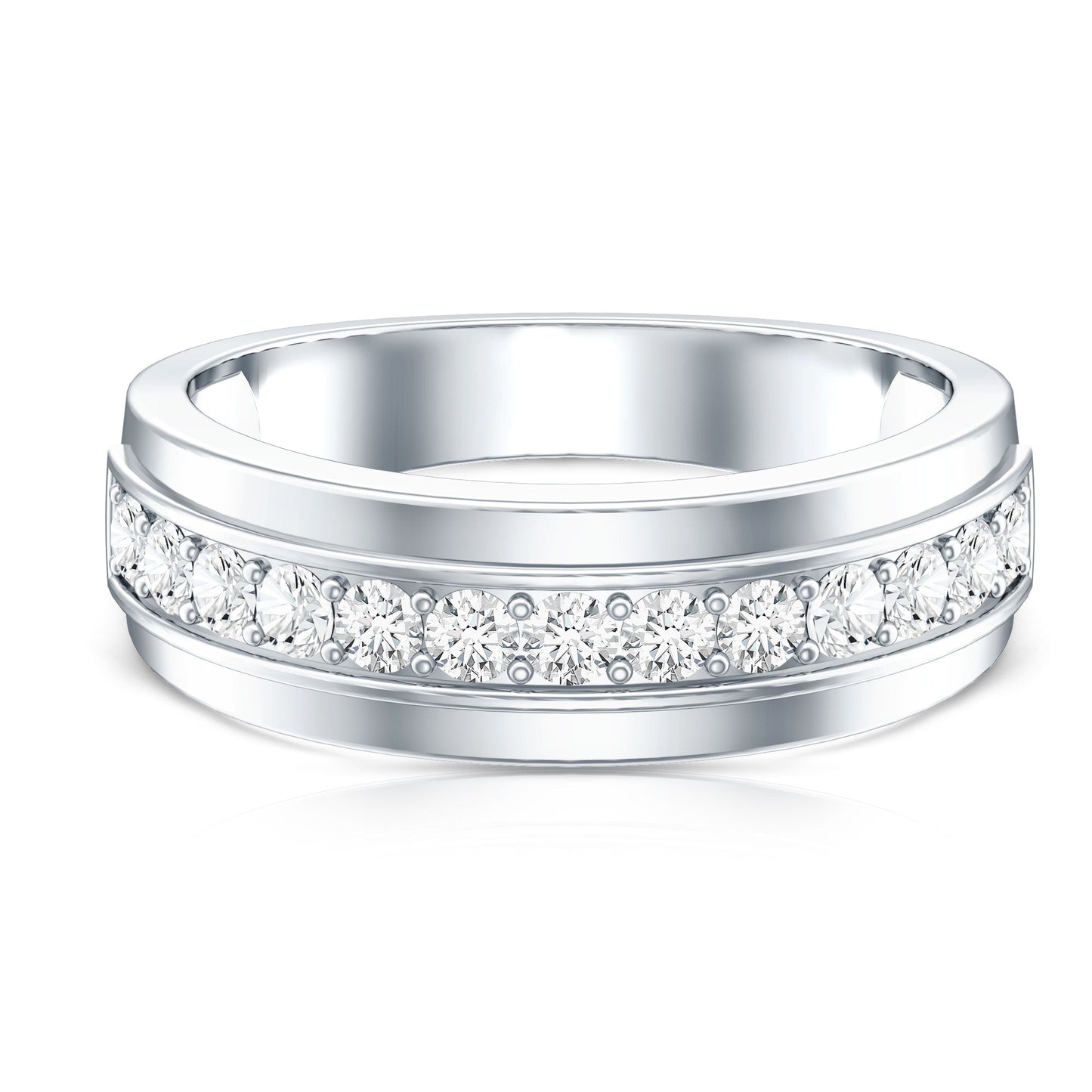 Lab Grown Diamond Half Eternity Mens Wedding Band
