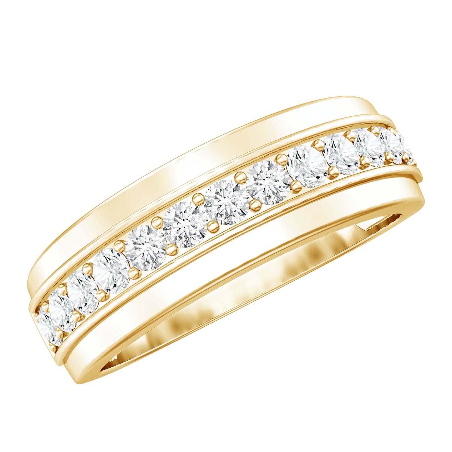 Lab Grown Diamond Half Eternity Mens Wedding Band