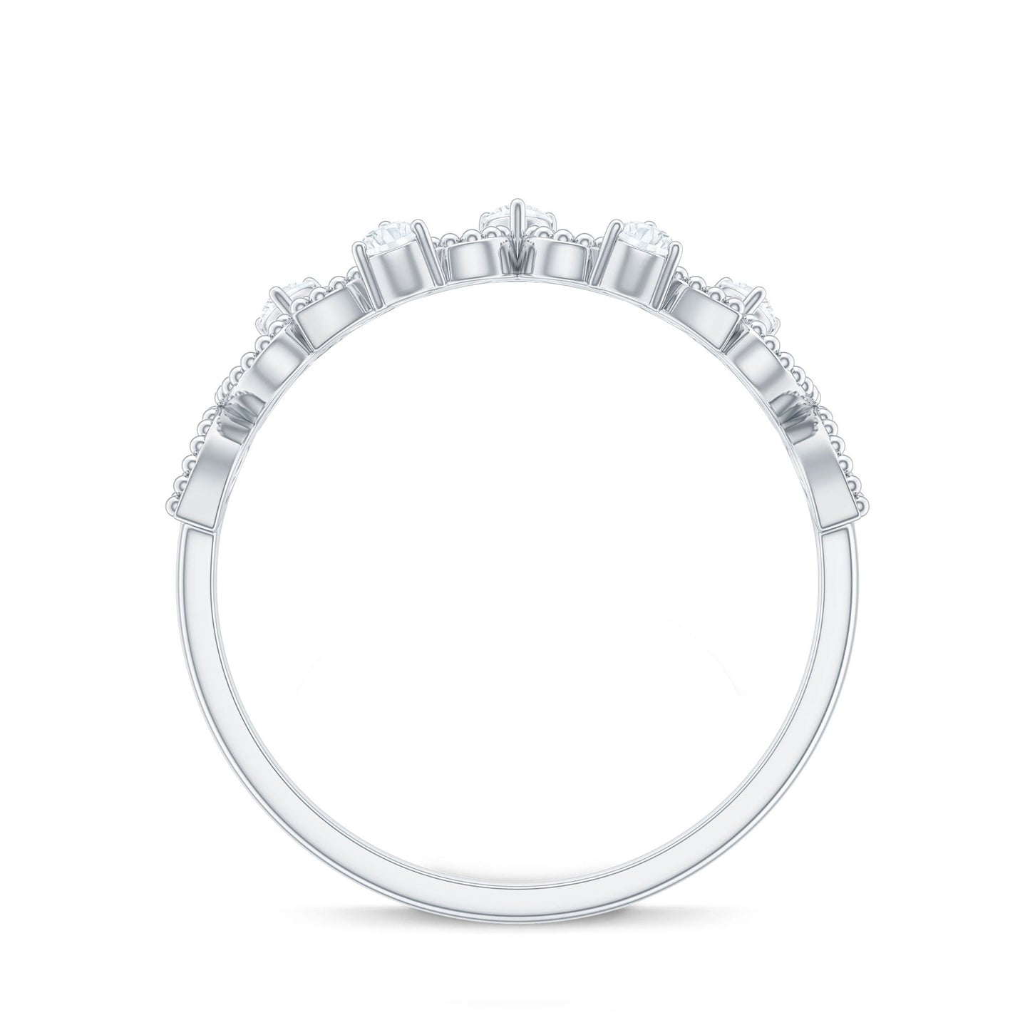 Natural Diamond Half Eternity Band with Beaded Detailing