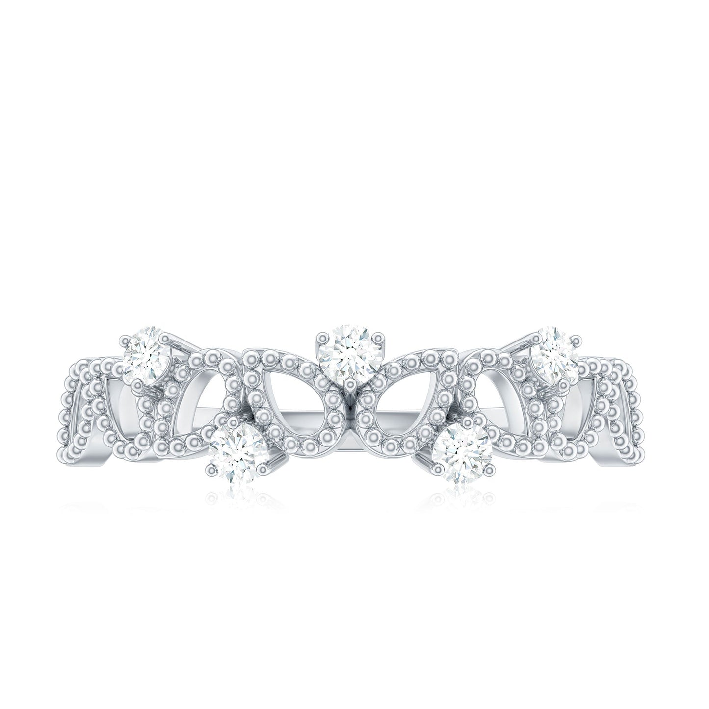 Natural Diamond Half Eternity Band with Beaded Detailing