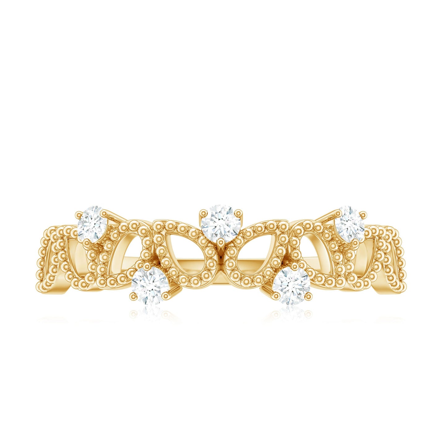 Natural Diamond Half Eternity Band with Beaded Detailing