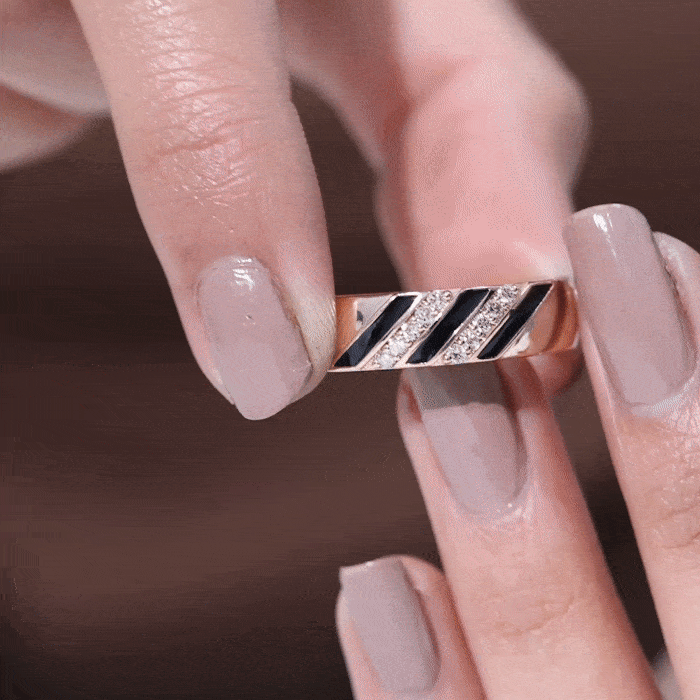 Certified Diamond Enamel Wedding Band