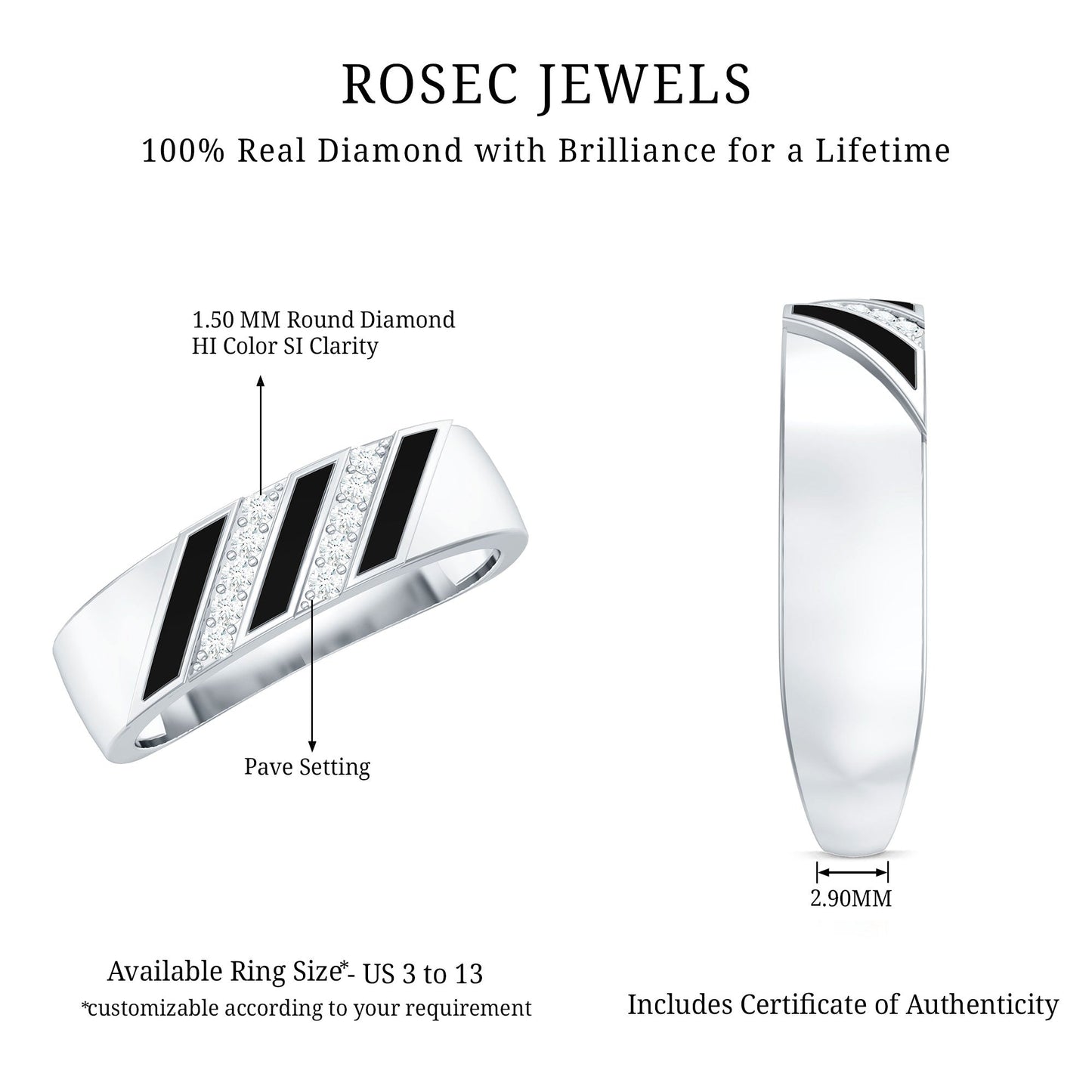 Certified Diamond Enamel Wedding Band